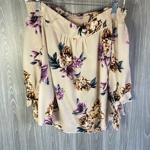 Iris floral off the shoulder top size medium